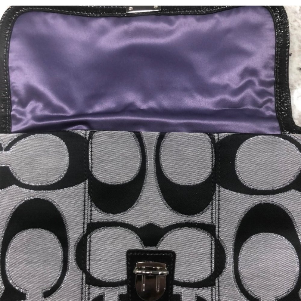 NWOT Authentic Coach Signature Metallic Black/Grey Poppy Shoulder/CrossBody Bag - Picture 9 of 11